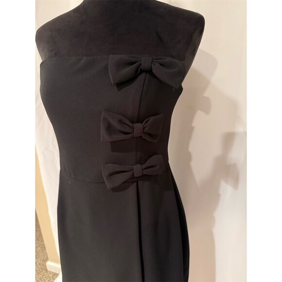 AQUA Dress Womens XL Black Strapless Bow Detail Sheath Cocktail Short - Picture 2 of 6